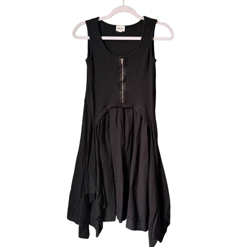 For Cynthia Black Sleeveless Midi Dress with Front Zip